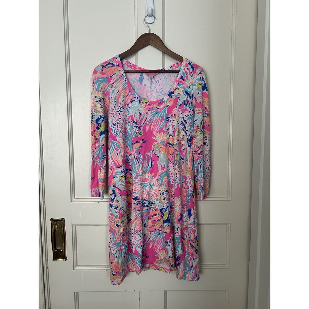 Lilly Pulitzer Bright Colored Floral Shift Dress Womens Size Small Pink Beach